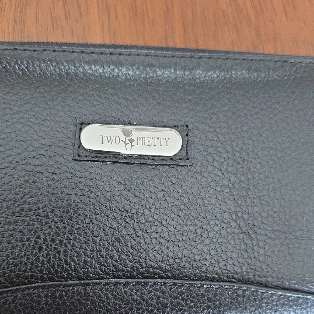 Two Pretty Handcrafted Black Zippered Wallet